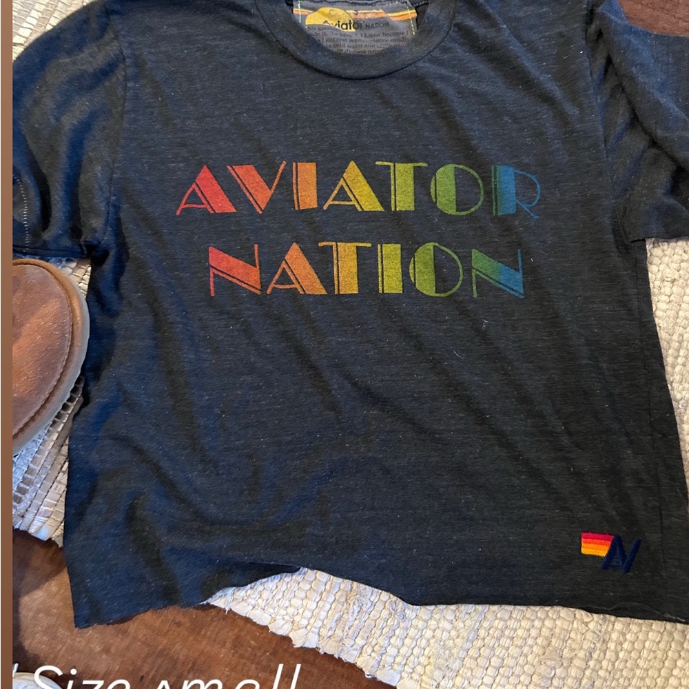 Aviator Nation Blue and Red Short Sleeve Tee
